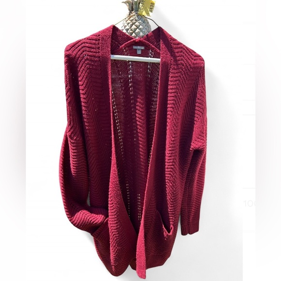 Elegant Red Open-Front Sweater - Picture 1 of 6